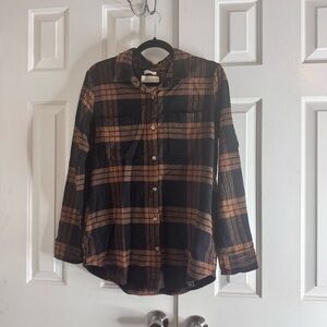 Thread & Supply Black & Brown Plaid Men's Flannel with Pockets Size S